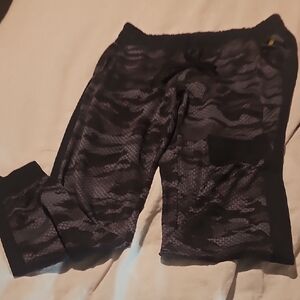 Black Camouflage Joggers (Built In Attached Shorts With Mesh On Rest Of Leg)